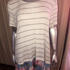 NWT Honeyme striped and floral shirt.